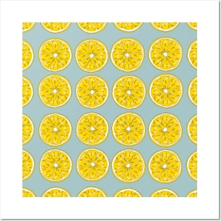 Blue lemon pattern Posters and Art